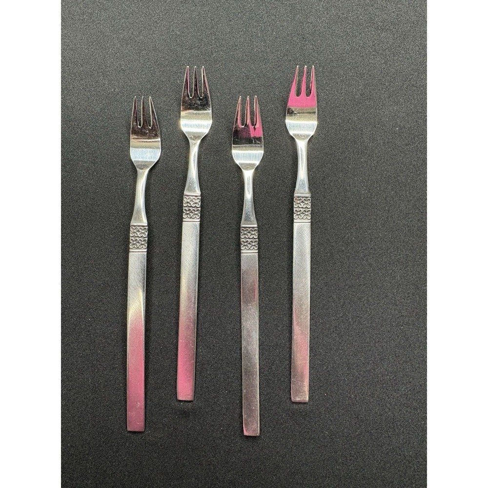 Vintage Northland Cocktail Stainless Steel Forks 6" Japan‎ Lot of 4 Silverware